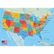 Puzzle - Carte des USA - 50 Pièces