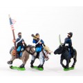 BG58H Union or Confederate: Command: Officer, Standard Bearer & Bugler in Kepi on charging horses 0
