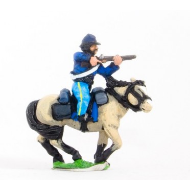 Union or Confederate: Trooper in Kepi, firing carbine forward on charging horses