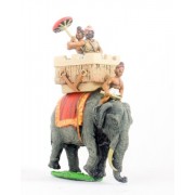 Classical Indian: General in howdah with umbrella holder mounted on elephant with driver