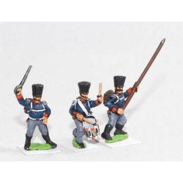 Command: Officer, Standard Bearer and Drummer, attacking poses