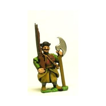 16-17th Century Polish: Musketeer with 2 Handed Axe, with shouldered Musket