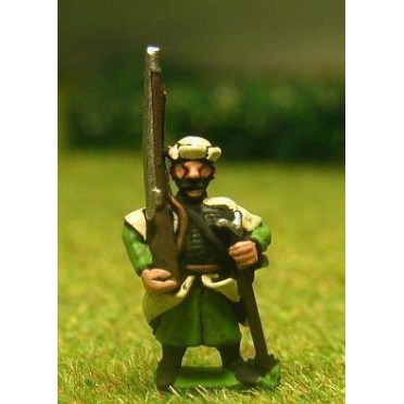 16-17th Century Polish: Musketeer with Rest & shouldered Musket