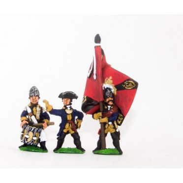 Seven Years War Prussian: Command: Fusilier Officer, Standard Bearer & Drummer