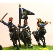 Seven Years War Prussian: Command: Hussar Officer, Standard Bearer & Trumpeter in Mirliton