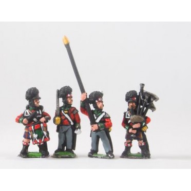 British 1814-15: Command: Highlander Officers, Standard Bearers & Drummer in kilt