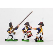 Early Spanish Infantry: Command: Line Officer, Standard Bearer and Drummer, advancing