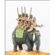 Moghul Indian: Unarmoured Elephant with Driver & 4 Javelinmen