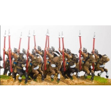 Moghul Indian: Heavy / Medium Cavalry with Bow, Shield & upright Spear, on Unarmoured Horse