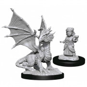 D&D Nolzur's Marvelous Unpainted Miniatures: Silver Dragon Wyrmling & Female Halfling