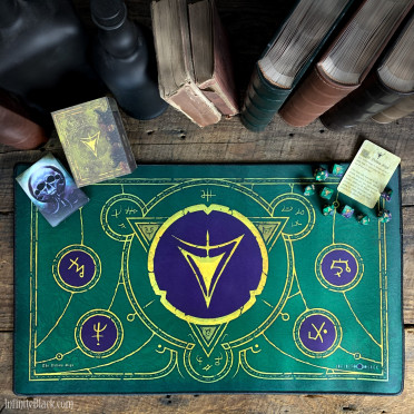 The Yellow Sign Masked Purple and Green - Premium Playmat Infinite Black