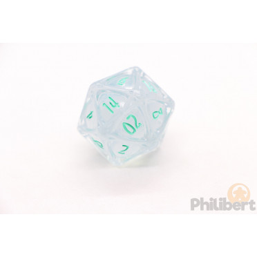 Polyhero Dice 1D20 Orb -  Ethereal Ice with Burning Blue