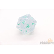 Polyhero Dice 1D20 Orb - Ethereal Ice with Burning Blue