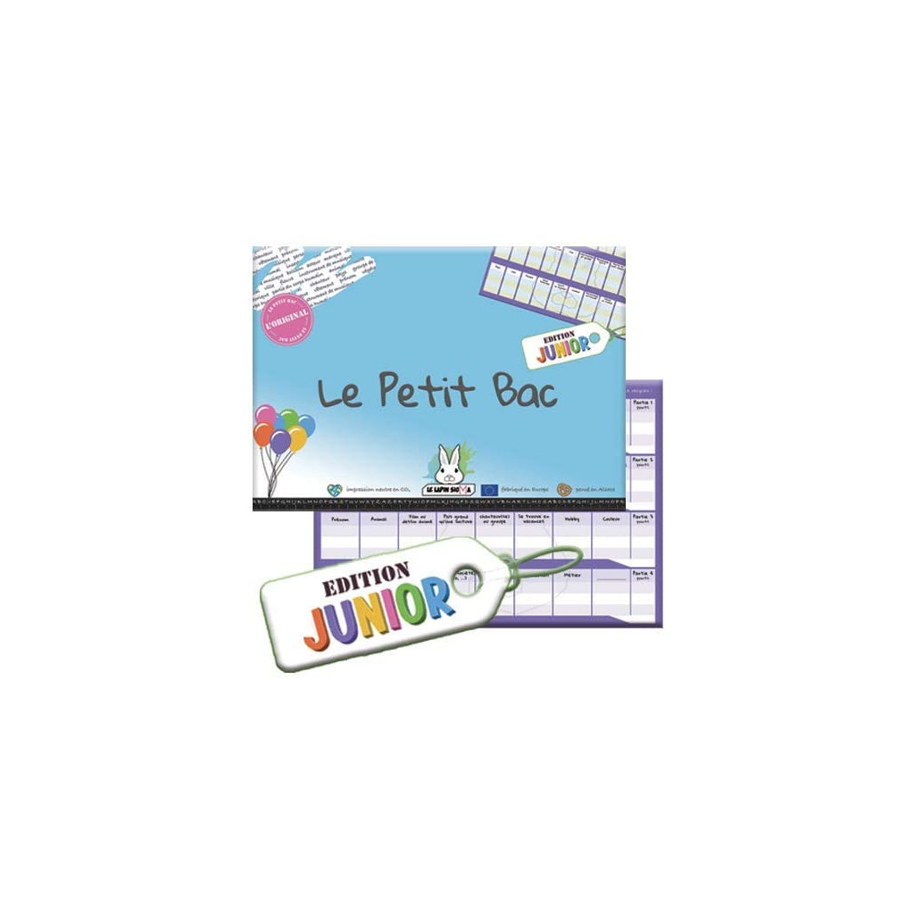 Le Lapin Sigma - Gioco Petit BAC Junior Edition - Blocco 50 Pagine Con Regole E Righello - Per Bambini 8+