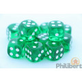 Set of 12 6-sided dice Chessex : Translucent 10