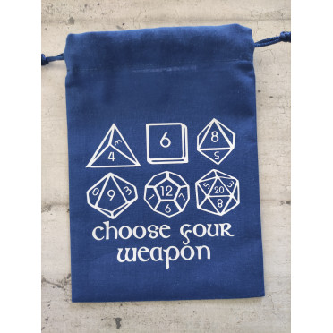 Bourse à dés - motif Choose your Weapon - couleur bleu foncé