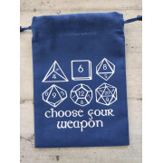 Dice bag - Choose your Weapon pattern - dark blue color