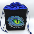 Black and royal blue square dice bag - dragon eye pattern 1