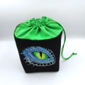 Black and green square dice bag - dragon eye pattern 1