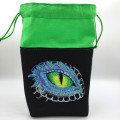 Black and green square dice bag - dragon eye pattern 2