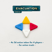 Évacuation - Ensemble de jetons d'action 3D (4 pièces) - pour piste d'action