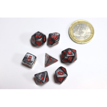 Set de 7 Mini Dés JDR Chessex Velvet Black / Red