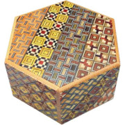 Boîte à secrets japonaise hexagonale yosegi - 6 mouvements