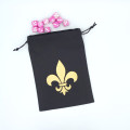 Flat black dice purse with gold Fleur de lys motif 0