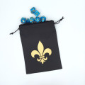 Flat black dice purse with gold Fleur de lys motif 1