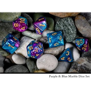 Purple & Blue Marble Dice Set