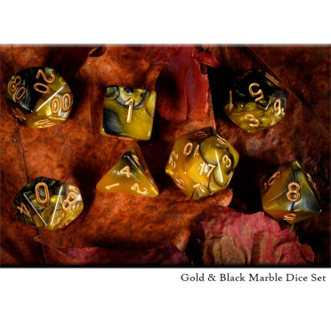 Gold & Black Marble Dice Set