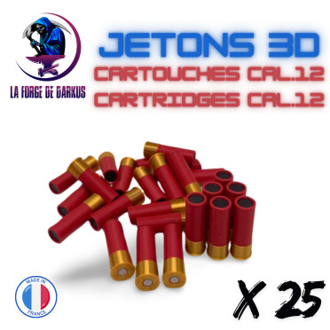 Jetons 3D Cartouche Cal.12 (25 pièces)