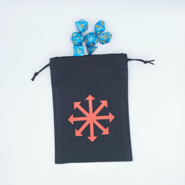 Flat black dice bag - red chaos star motif