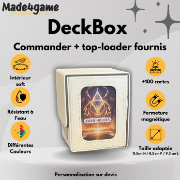 DeckBox Commander 100+ avec toploader - Blanche