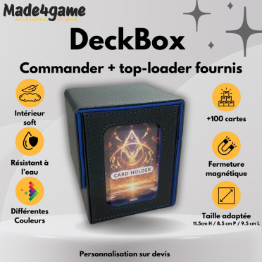 DeckBox Commander 100+ avec Toploader - Noir et Bleu