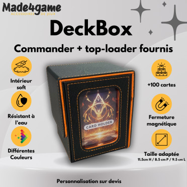 DeckBox Commander 100+ avec Toploader - Noir et Orange