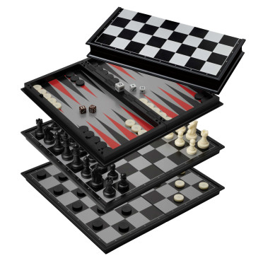 Jeu magnétique d'Echecs/Backgammon/Dame