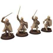 Medieval - Generic - x4 Noble Knights on Foot - Medbury miniatures