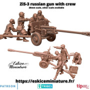 Eskice Miniature – WWII – ZiS-3 russian gun with crew - 28mm