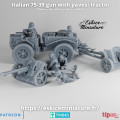 Eskice Miniature – WWII – Italian 75/39 gun with Pavesi tractor and crew - 28mm 2