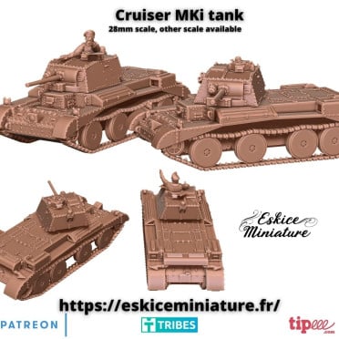 Eskice Miniature – WWII – Cruiser MKI tank with pilot - 28mm