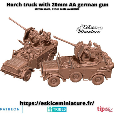 Eskice Miniature – WWII – Horch truck with 20mm AA german gun - 28mm