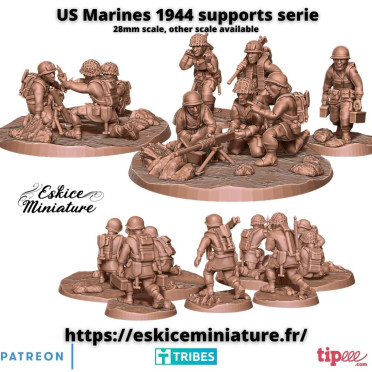 Eskice Miniature – WWII – US marines 1944 serie supports x9 - 28mm