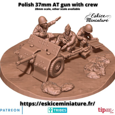 Eskice Miniature – WWII – Polish 37mm AT gun with crew - 28mm