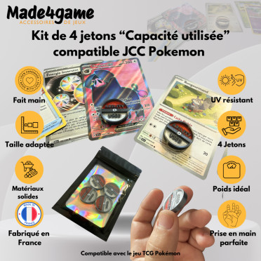 Kit de 4 jetons "Ability used" compatible JCC Pokémon