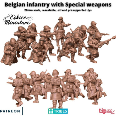 Eskice Miniature – WWII – Belgian infantry with special weapons - 28mm