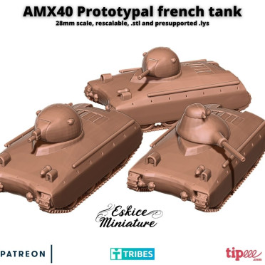 Eskice Miniature – WWII – AMX40 Prototypal french tank - 28mm