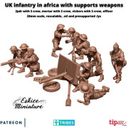 Eskice Miniature – WWII – UK soldiers in Africa with SUPPORTS weapons - 28mm