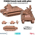 Eskice Miniature – WWII – FCM36 tank with pilot - 28mm 0