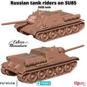 Eskice Miniature – WWII – SU85 Tank with russian tank riders - 28mm